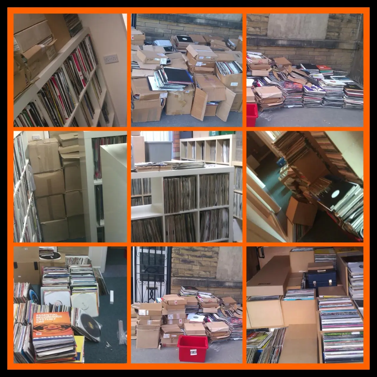 Stacks and boxes of oldskool rave and hardcore vinyl